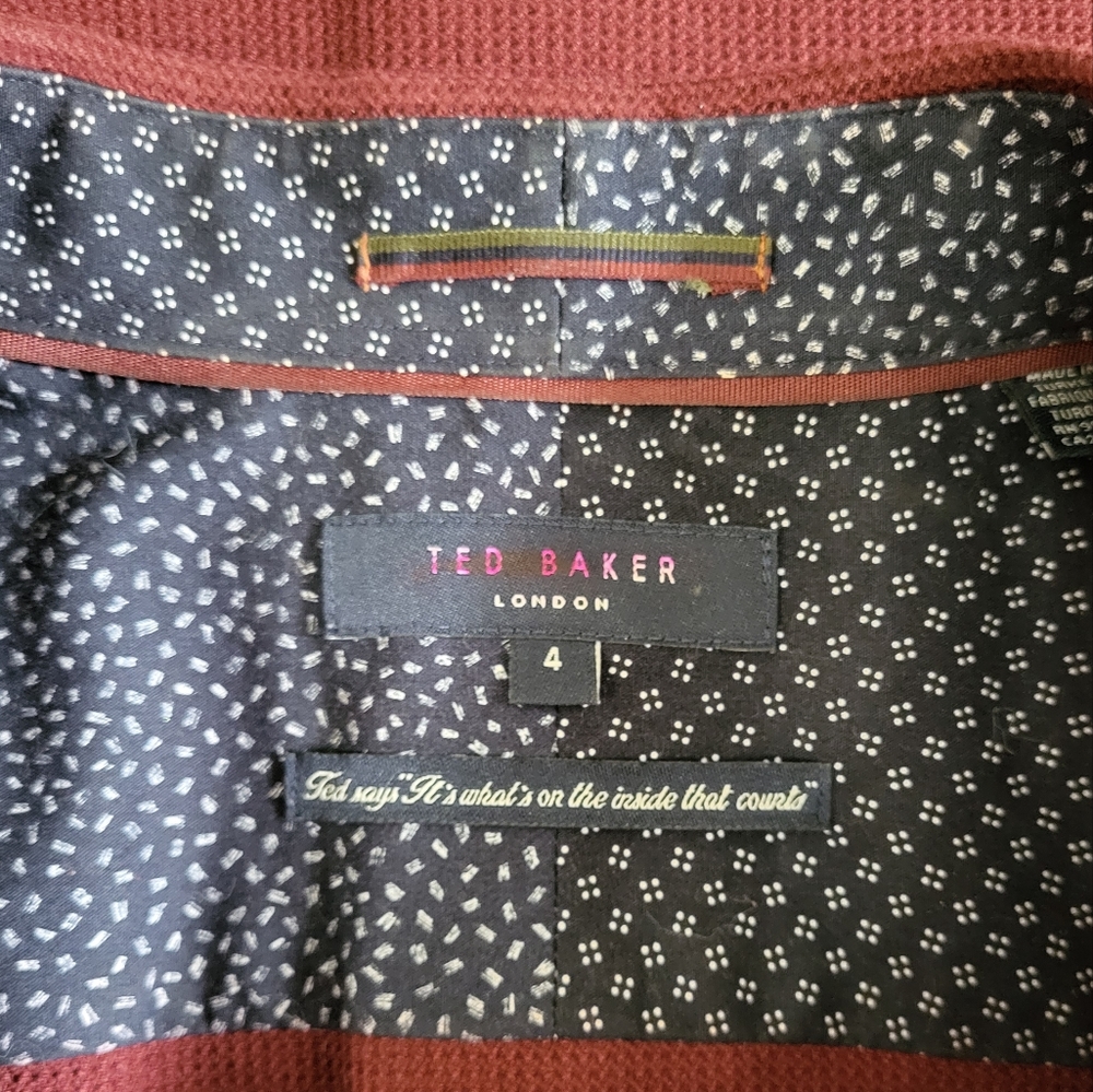 Ted Baker London Stretch Sport Shirt Burgundy and Blue 4 / Large - Picture 6 of 8